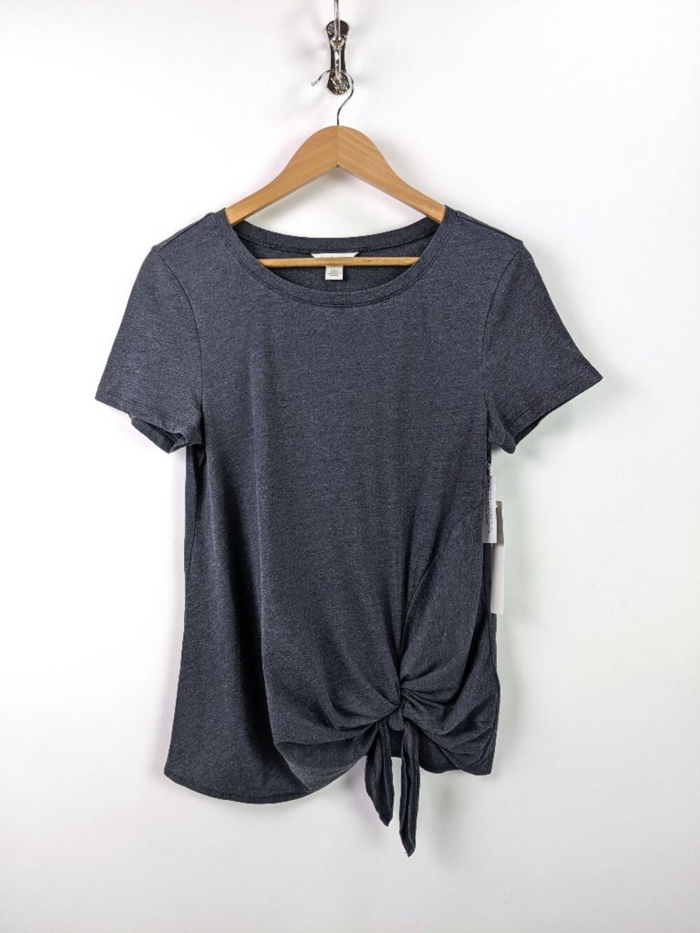 NWT Caslon Womens Burnout Side Tie Short Sleeve Gray T-shirt Size S